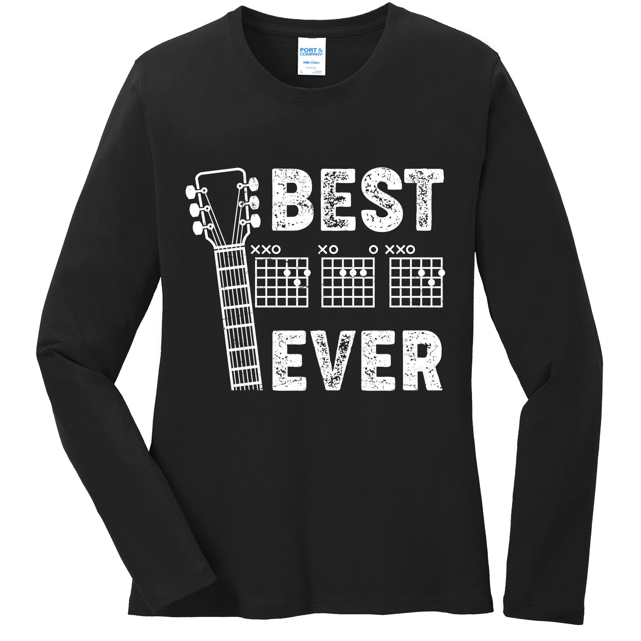 Best Dad Ever Musical Guitar Chords Ladies Long Sleeve Shirt
