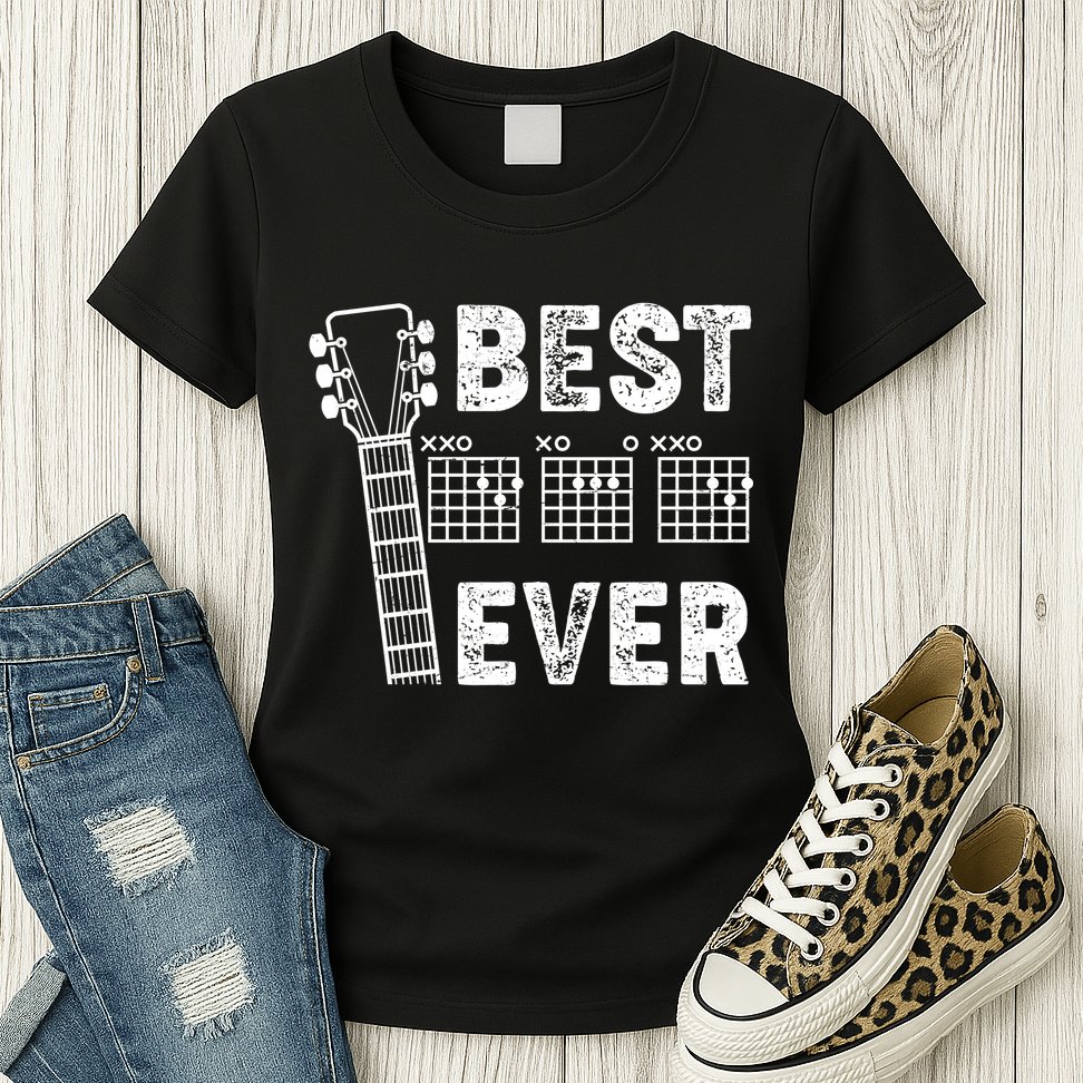 Best Dad Ever Musical Guitar Chords Womens T-Shirt