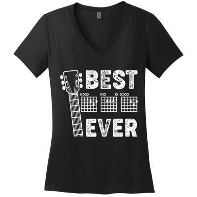 Best Dad Ever Musical Guitar Chords Women's V-Neck T-Shirt