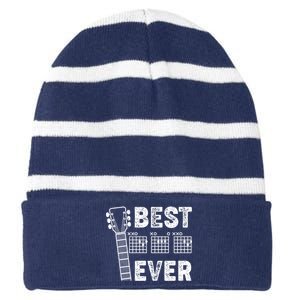 Best Dad Ever Musical Guitar Chords Striped Beanie with Solid Band