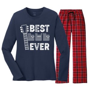 Best Dad Ever Musical Guitar Chords Women's Long Sleeve Flannel Pajama Set 