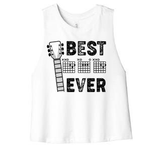 Best Dad Ever Musical Guitar Chords Women's Racerback Cropped Tank