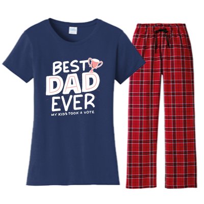 Best Dad Ever My Kids Took A Vote Women's Flannel Pajama Set