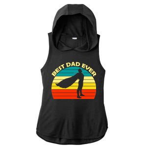 Best Dad Ever Super Dad Hero Ladies PosiCharge Tri-Blend Wicking Draft Hoodie Tank