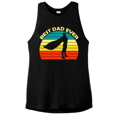 Best Dad Ever Super Dad Hero Ladies PosiCharge Tri-Blend Wicking Tank