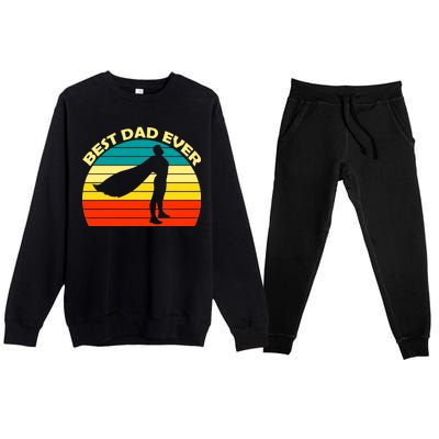 Best Dad Ever Super Dad Hero Premium Crewneck Sweatsuit Set