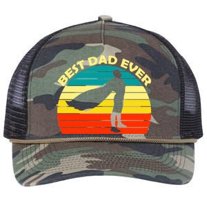 Best Dad Ever Super Dad Hero Retro Rope Trucker Hat Cap