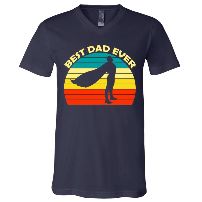 Best Dad Ever Super Dad Hero V-Neck T-Shirt