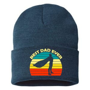 Best Dad Ever Super Dad Hero Sustainable Knit Beanie