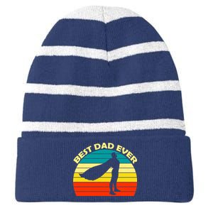 Best Dad Ever Super Dad Hero Striped Beanie with Solid Band