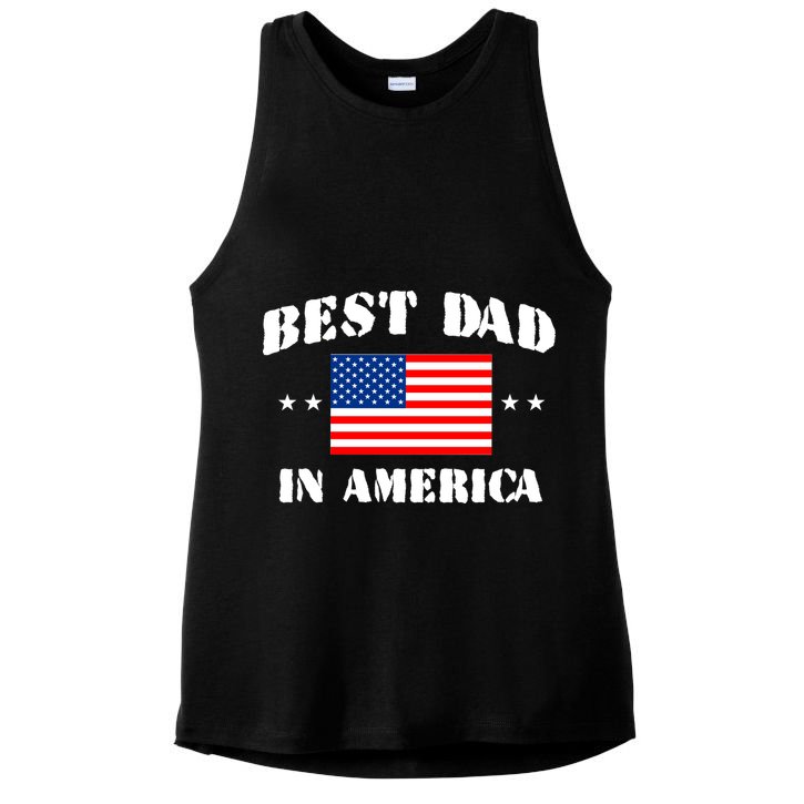 Best Dad In America & Best Papa In The World Ladies PosiCharge Tri-Blend Wicking Tank
