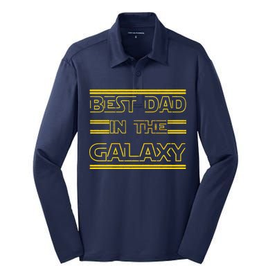 Best Dad In The Galaxy Silk Touch Performance Long Sleeve Polo