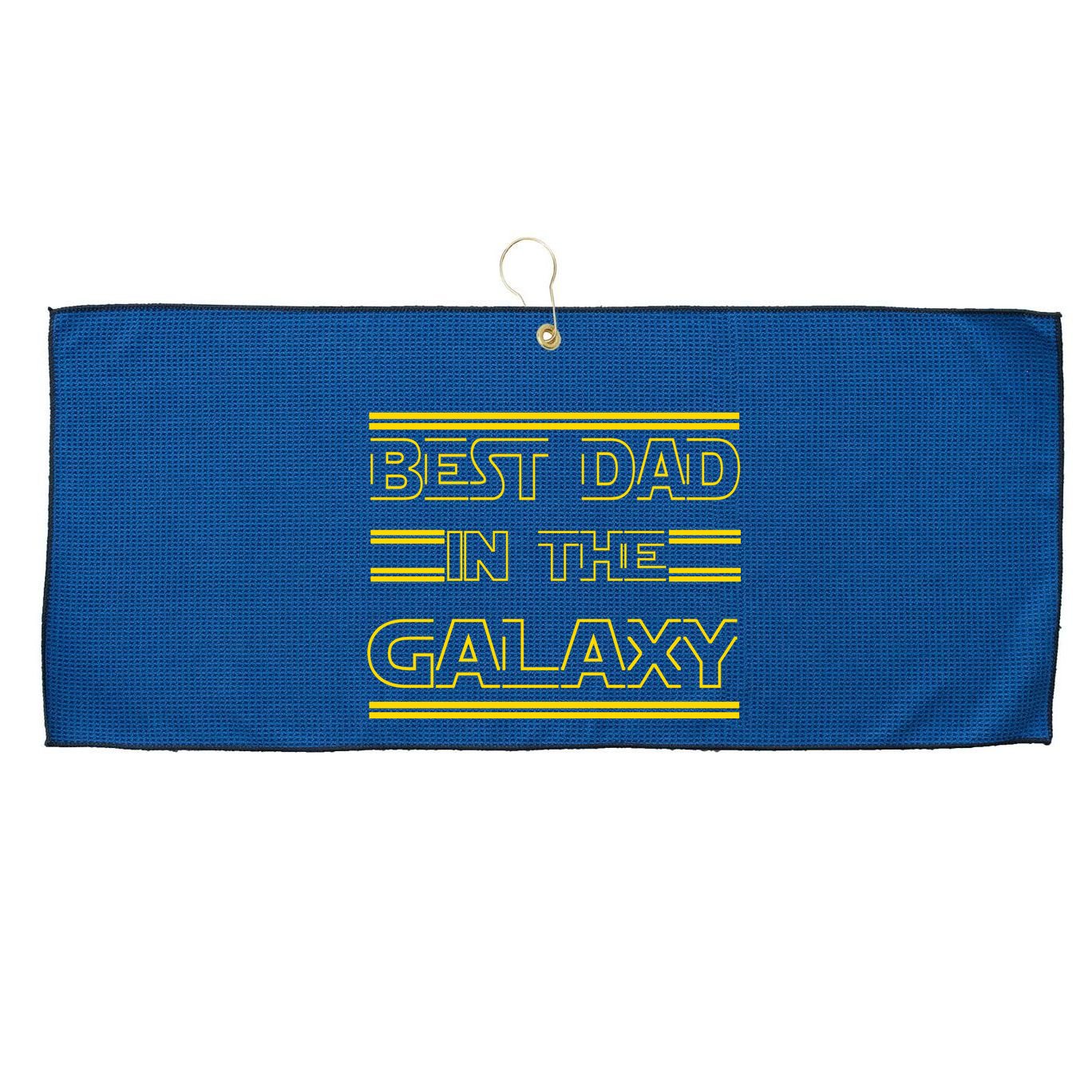 Best Dad In The Galaxy Large Microfiber Waffle Golf Towel