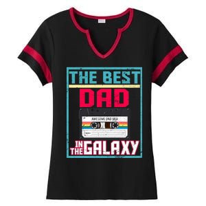 Best Dad In The Galaxy Cassette Mix Tape Ladies Halftime Notch Neck Tee