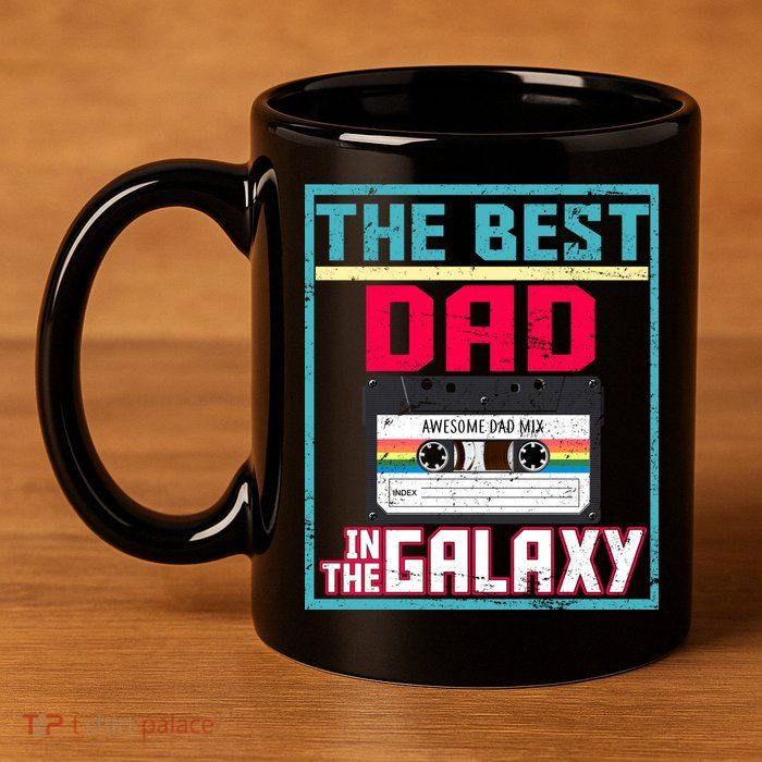Best Dad In The Galaxy Cassette Mix Tape 11oz C Handle Ceramic Mug