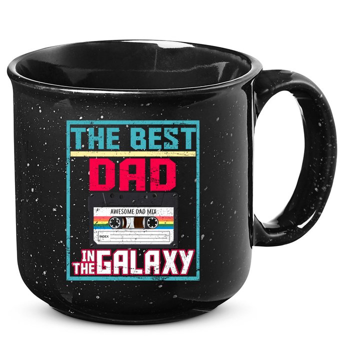Best Dad In The Galaxy Cassette Mix Tape 15oz Campfire Ceramic Mug