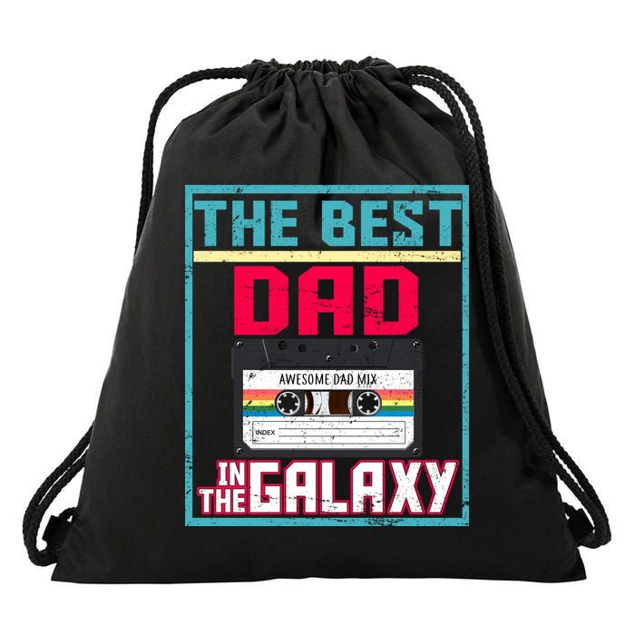 Best Dad In The Galaxy Cassette Mix Tape Drawstring Bag