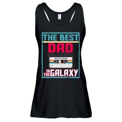 Best Dad In The Galaxy Cassette Mix Tape Ladies Essential Flowy Tank