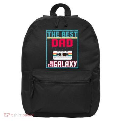 Best Dad In The Galaxy Cassette Mix Tape 16 in Basic Backpack