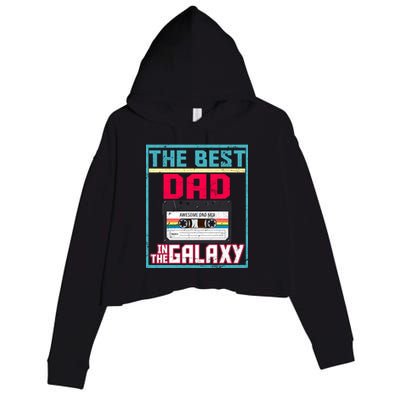 Best Dad In The Galaxy Cassette Mix Tape Crop Fleece Hoodie