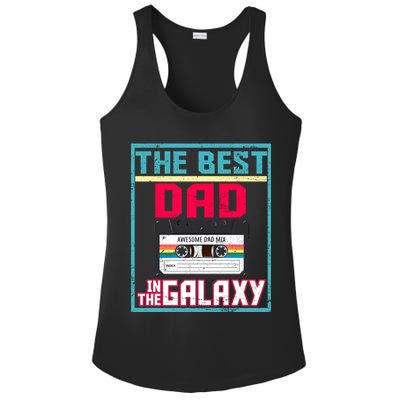 Best Dad In The Galaxy Cassette Mix Tape Ladies PosiCharge Competitor Racerback Tank