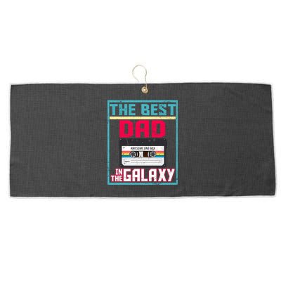 Best Dad In The Galaxy Cassette Mix Tape Large Microfiber Waffle Golf Towel