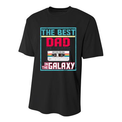 Best Dad In The Galaxy Cassette Mix Tape Youth Performance Sprint T-Shirt