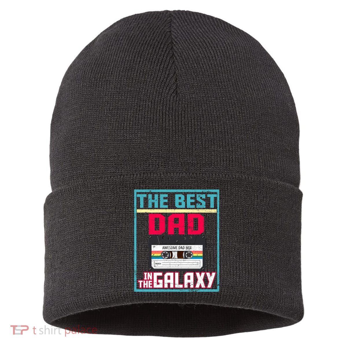 Best Dad In The Galaxy Cassette Mix Tape Sustainable Knit Beanie