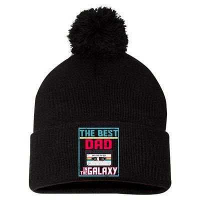 Best Dad In The Galaxy Cassette Mix Tape Pom Pom 12in Knit Beanie