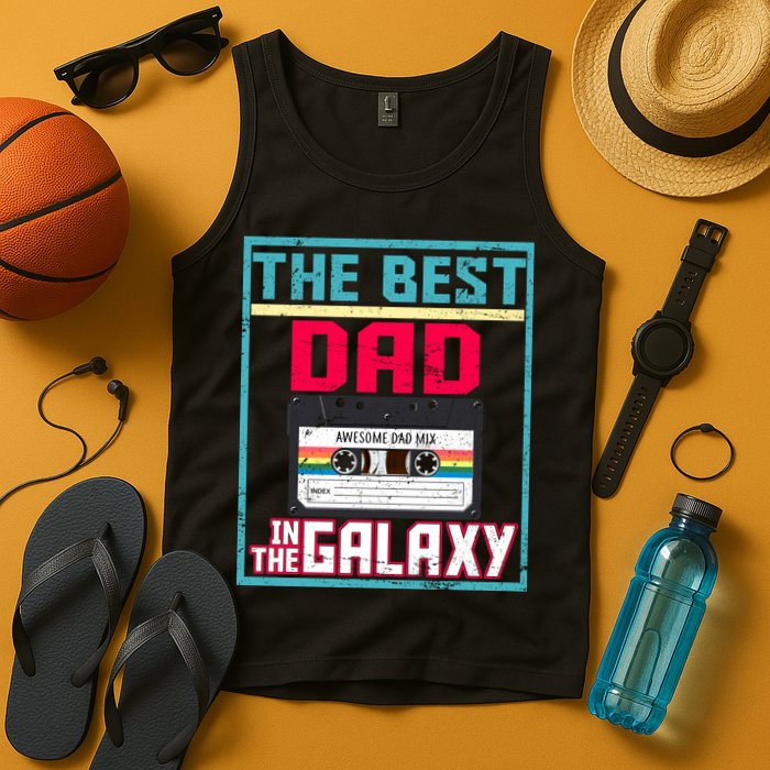 Best Dad In The Galaxy Cassette Mix Tape Tank Top