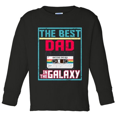 Best Dad In The Galaxy Cassette Mix Tape Toddler Long Sleeve Shirt