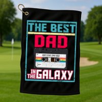 Best Dad In The Galaxy Cassette Mix Tape Golf Towel