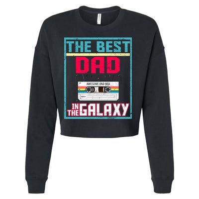 Best Dad In The Galaxy Cassette Mix Tape Cropped Pullover Crew