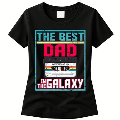Best Dad In The Galaxy Cassette Mix Tape Womens T-Shirt