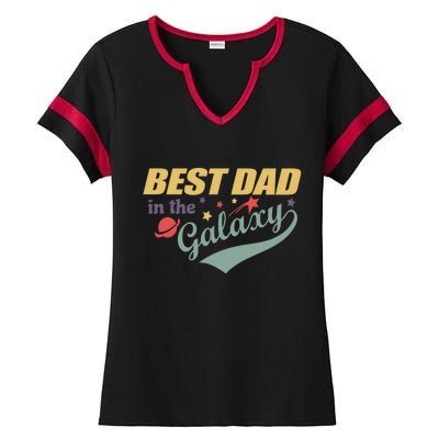 Best Dad In The Galaxy Cute Father's Day Ladies Halftime Notch Neck Tee