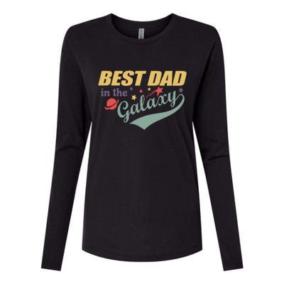 Best Dad In The Galaxy Cute Father's Day Womens Cotton Relaxed Long Sleeve T-Shirt