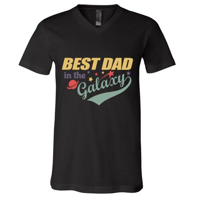 Best Dad In The Galaxy Cute Father's Day V-Neck T-Shirt