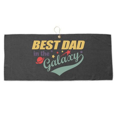 Best Dad In The Galaxy Cute Father's Day Large Microfiber Waffle Golf Towel