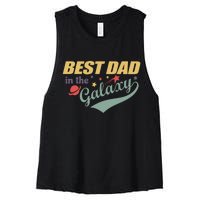 Best Dad In The Galaxy Cute Father's Day Women's Racerback Cropped Tank