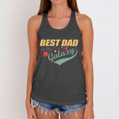 Best Dad In The Galaxy Cute Father's Day Women's Knotted Racerback Tank