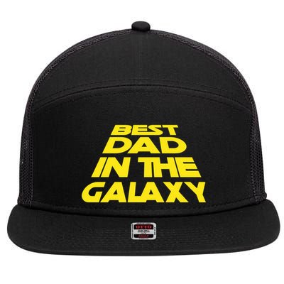 Best Dad In The Galaxy Father's Day 7 Panel Mesh Trucker Snapback Hat