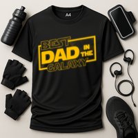 Best Dad In The Galaxy Movie Parody Logo Cooling Performance Crew T-Shirt