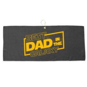 Best Dad In The Galaxy Movie Parody Logo Large Microfiber Waffle Golf Towel