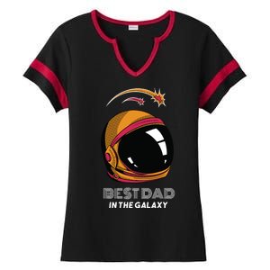 Best Dad In The Galaxy Space Helmet Ladies Halftime Notch Neck Tee