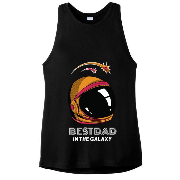 Best Dad In The Galaxy Space Helmet Ladies PosiCharge Tri-Blend Wicking Tank