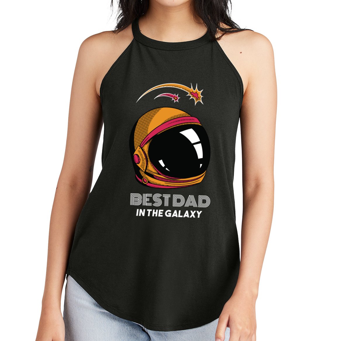 Best Dad In The Galaxy Space Helmet Women's Perfect Tri Rocker Tank