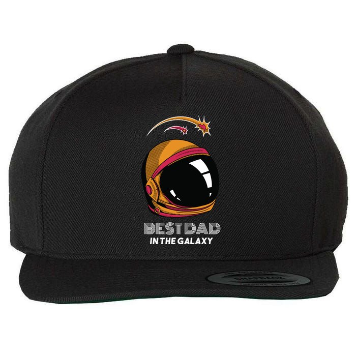 Best Dad In The Galaxy Space Helmet Wool Snapback Cap