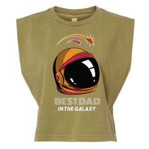 Best Dad In The Galaxy Space Helmet Garment-Dyed Women's Muscle Tee