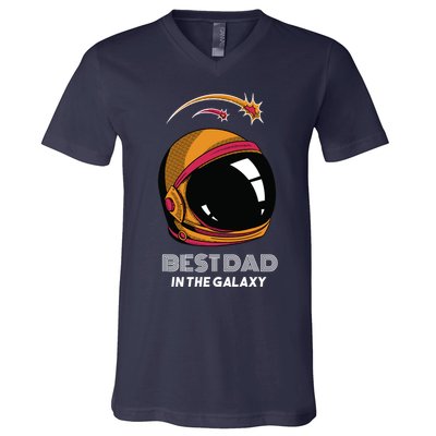 Best Dad In The Galaxy Space Helmet V-Neck T-Shirt