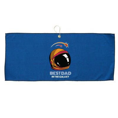 Best Dad In The Galaxy Space Helmet Large Microfiber Waffle Golf Towel